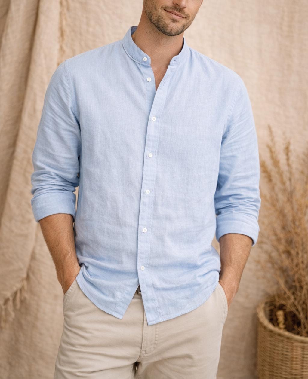 Otis Olive Linen Shirt — view 4