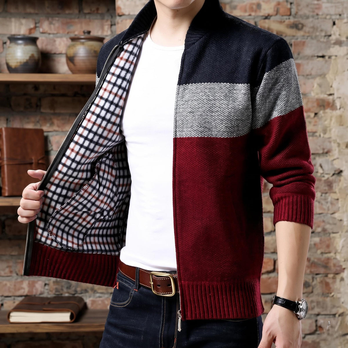 Merritt Burgundy Knit Cardigan — view 4