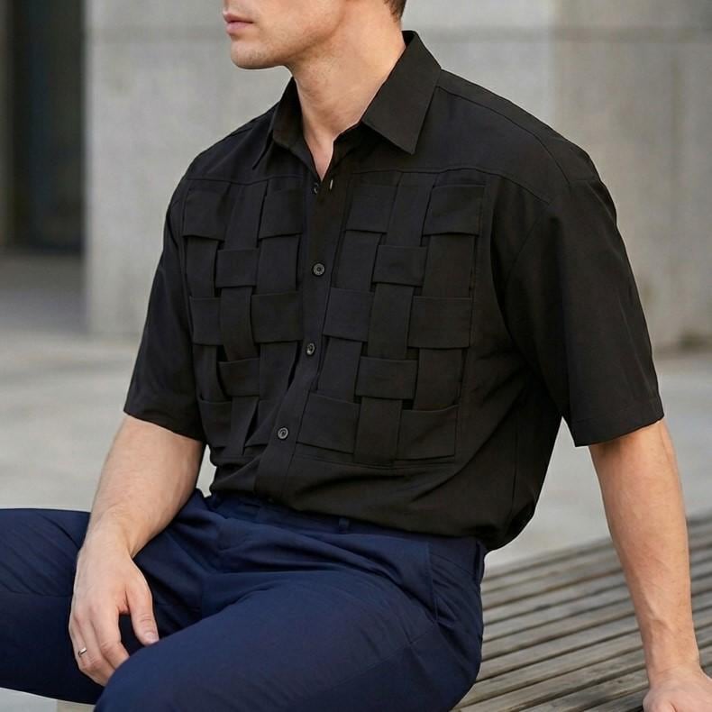 Gideon Ivory Knit Button-Down Shirt — view 2