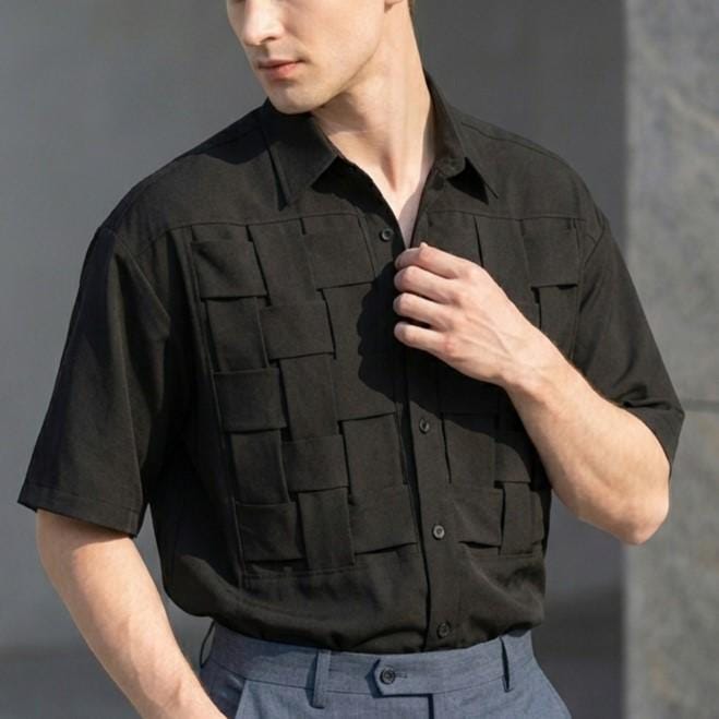 Gideon Ivory Knit Button-Down Shirt — view 3