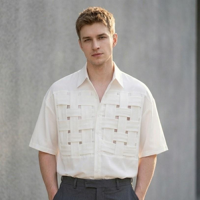 Gideon Ivory Knit Button-Down Shirt — Fifth Avenue Menswear