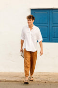 Shane White Linen Drawstring Trousers — Fifth Avenue Menswear