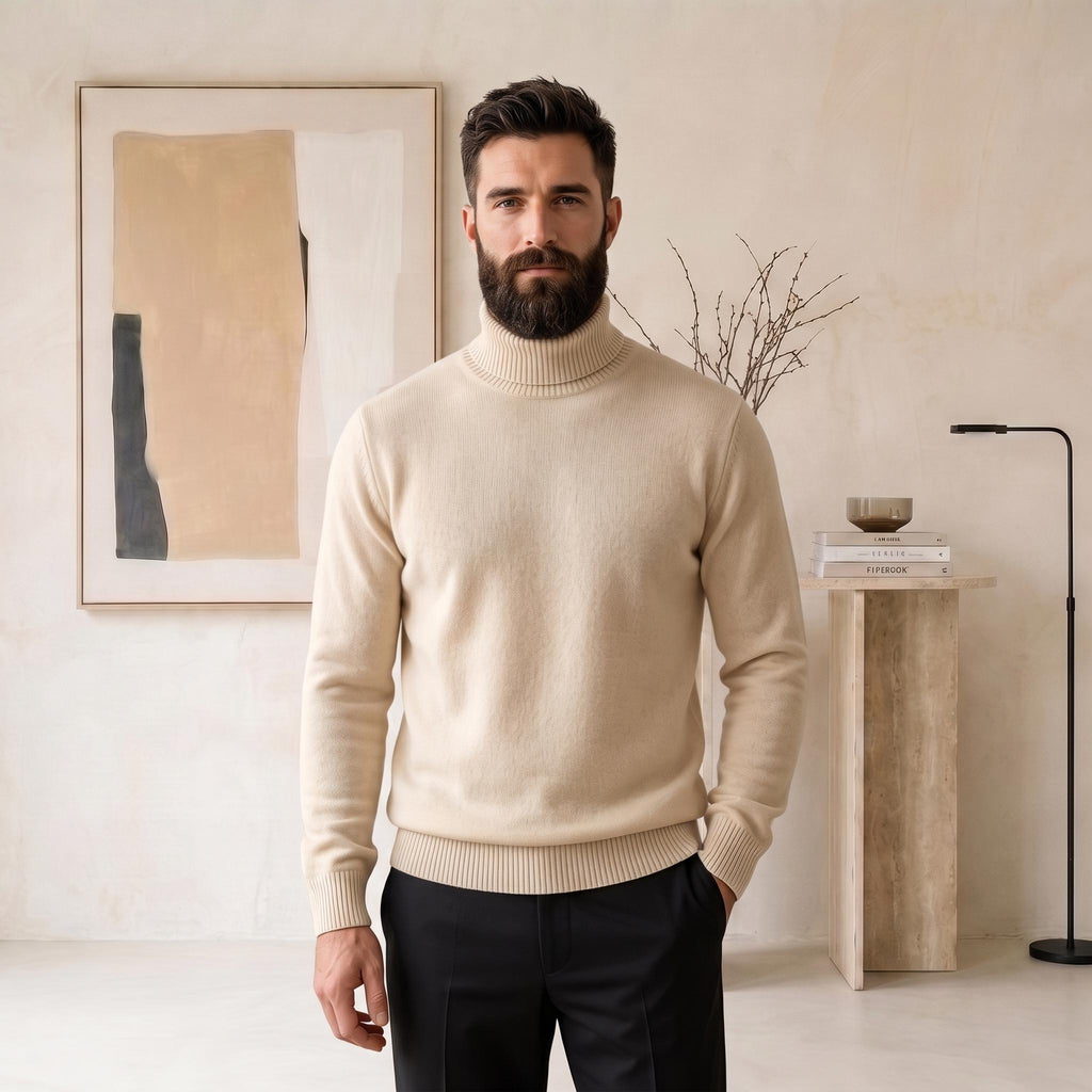 Dean Orange Wool Turtleneck Sweater — view 5