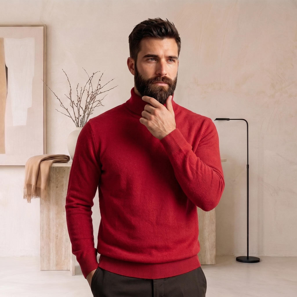 Dean Orange Wool Turtleneck Sweater — view 3