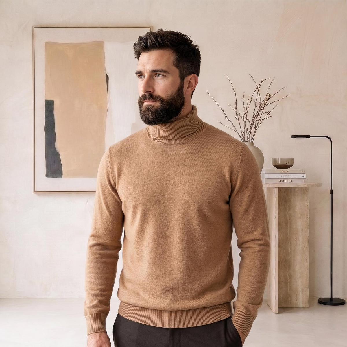 Dean Orange Wool Turtleneck Sweater — view 4
