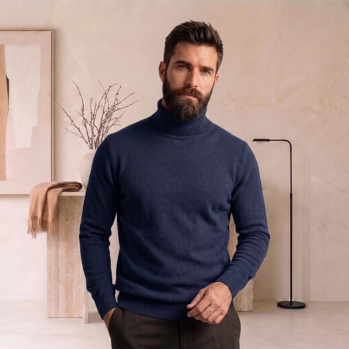Dean Orange Wool Turtleneck Sweater — view 2