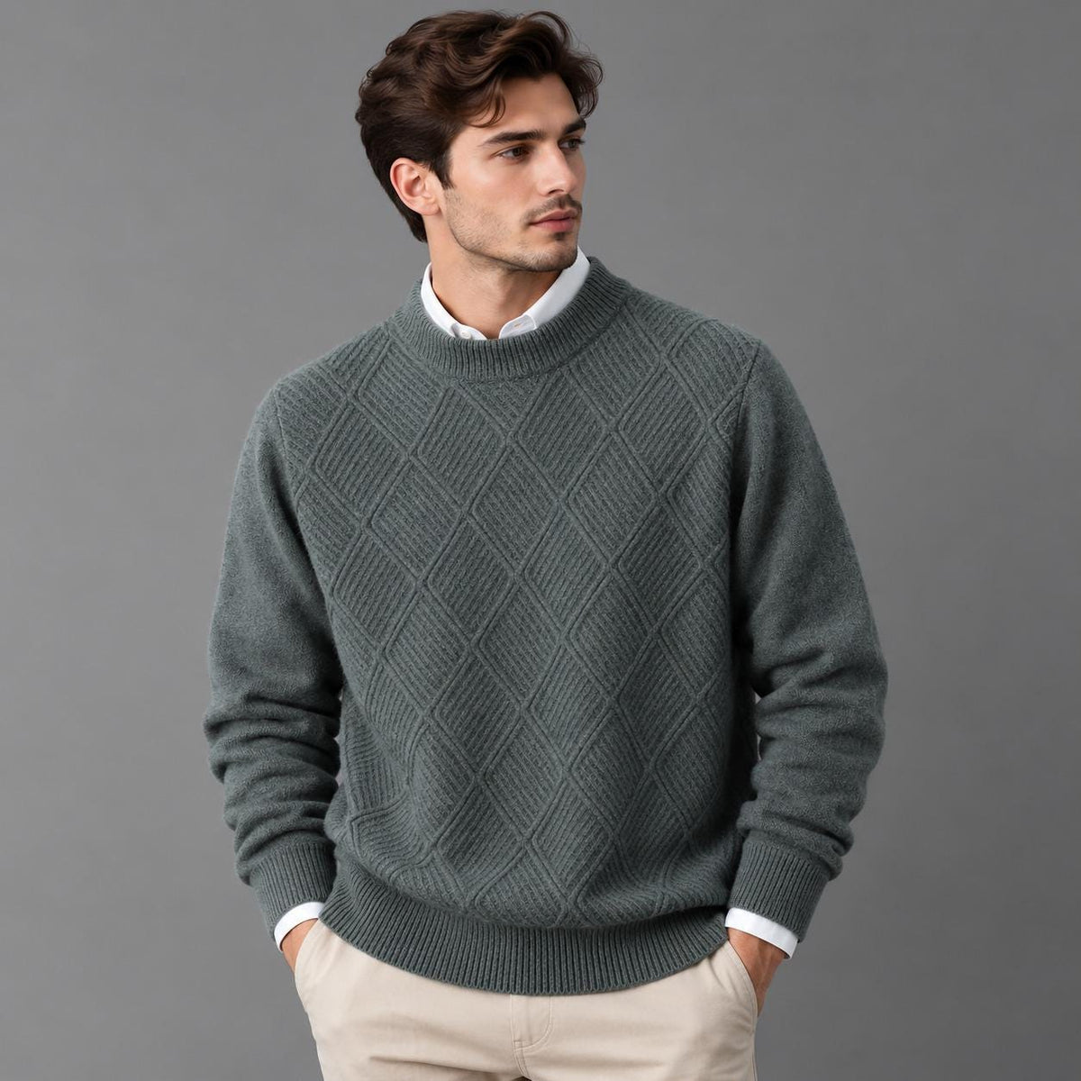 Holden Gray Wool Chunky Sweater — view 3