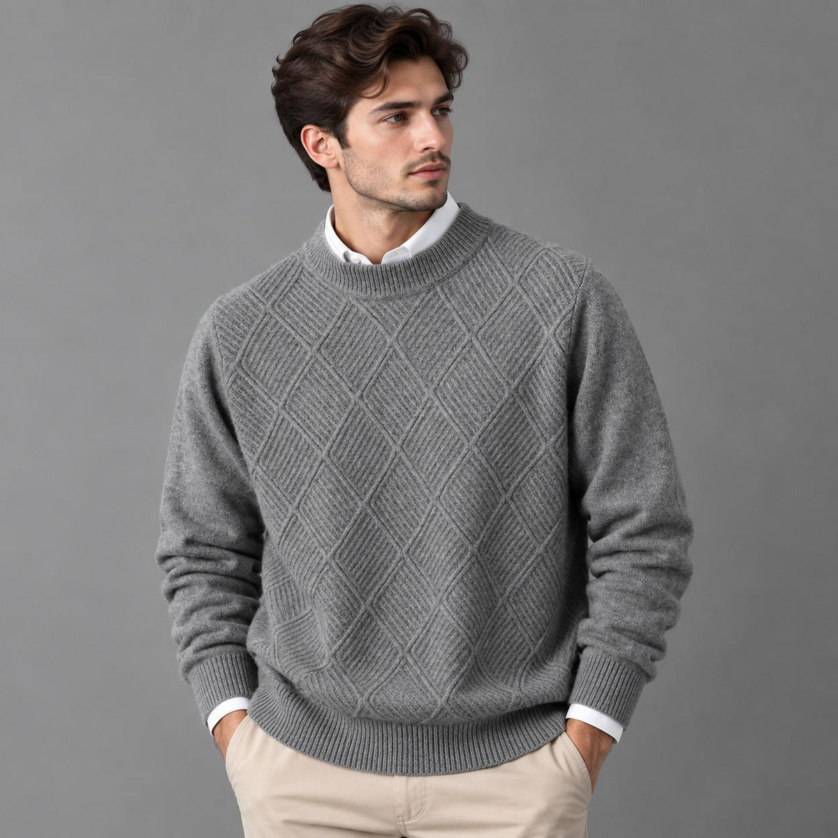Holden Gray Wool Chunky Sweater — view 5