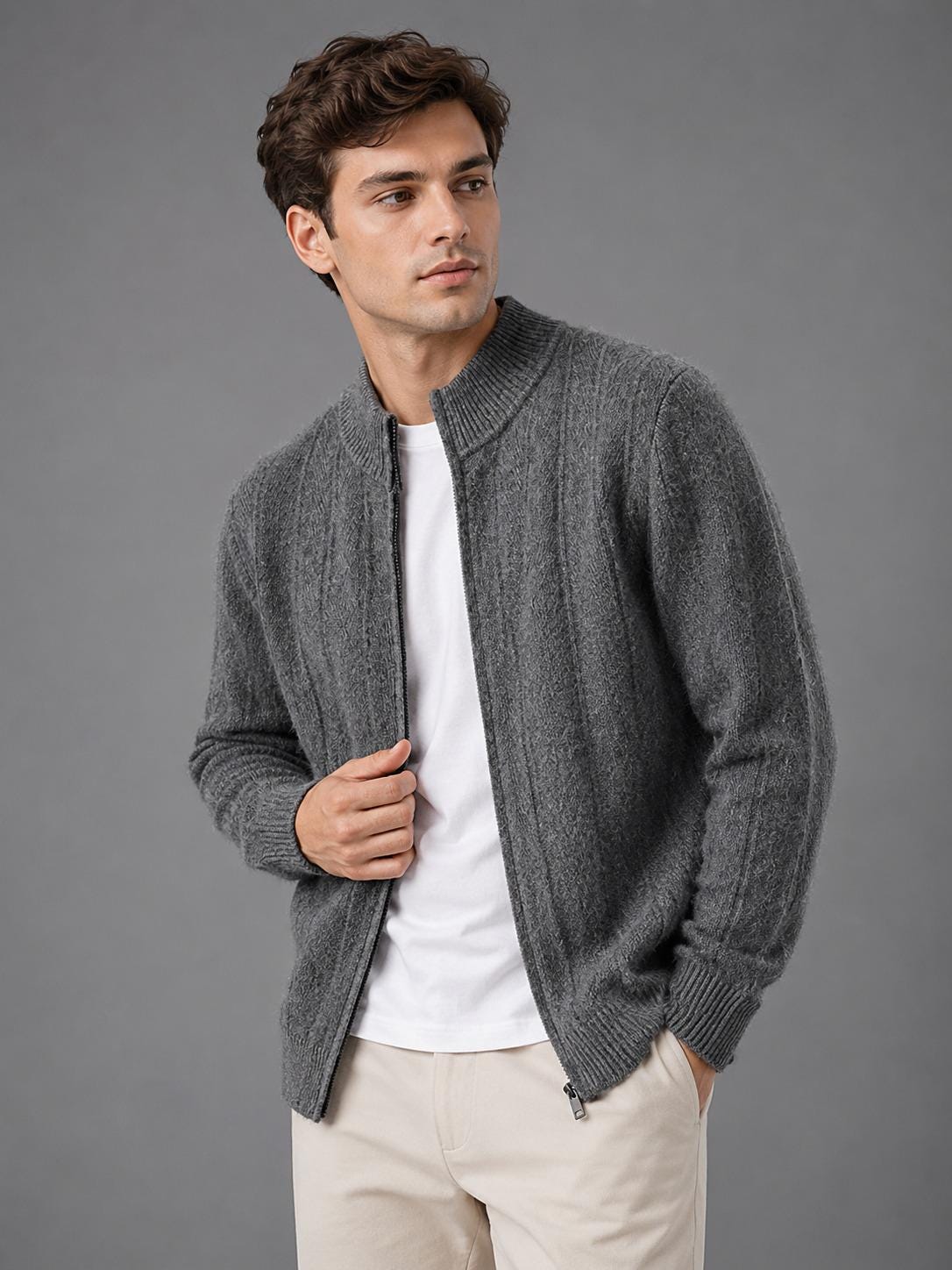 Raleigh White Wool Cardigan — view 4