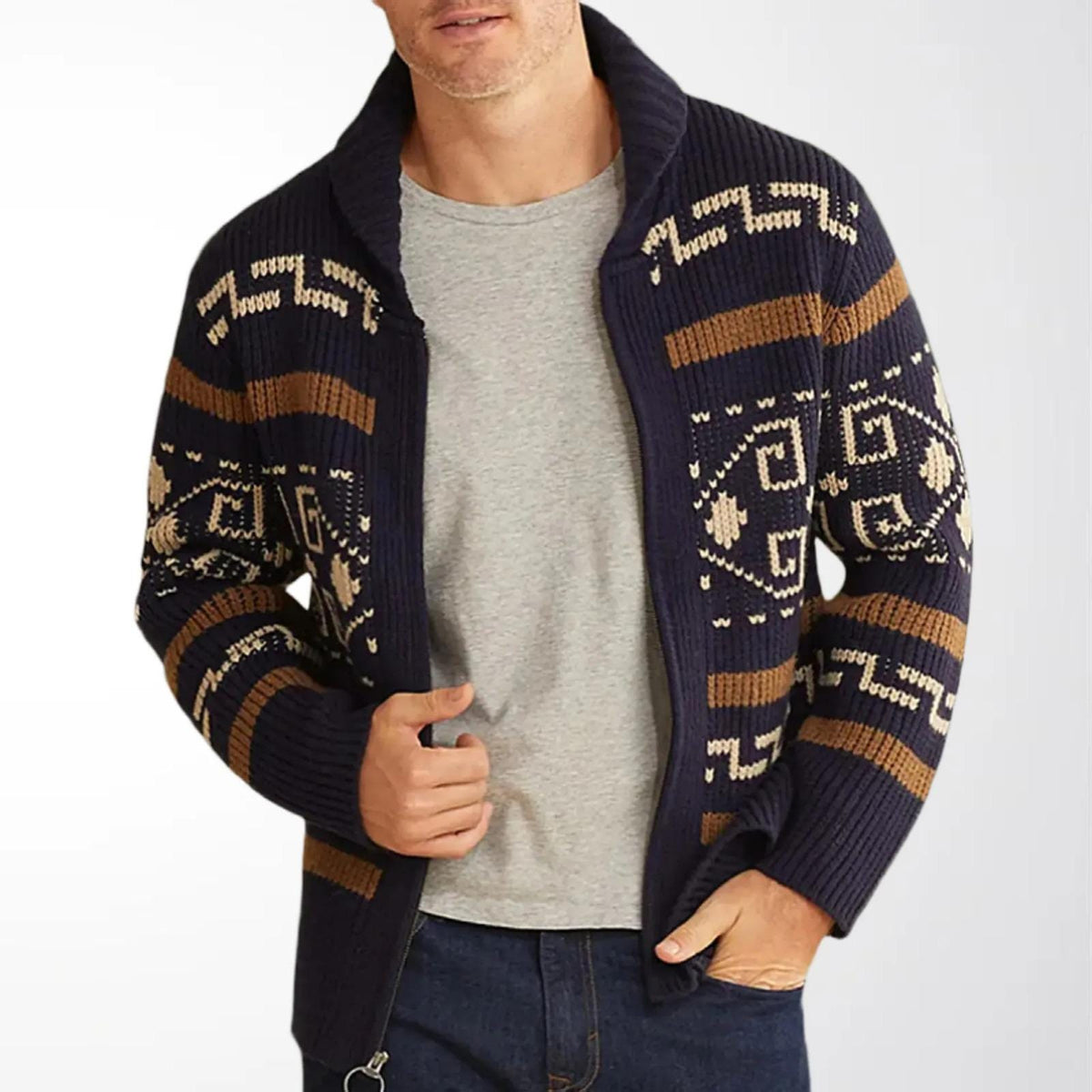 Miles Gray Knit Cardigan — view 2