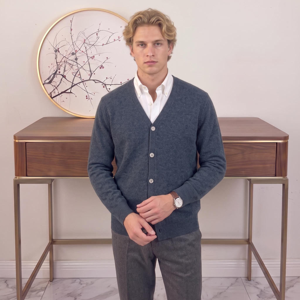Silas Navy Wool Cardigan — Fifth Avenue Menswear