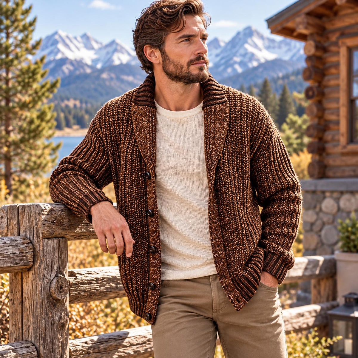 Rhett Green Knit Button-Down Cardigan — view 2