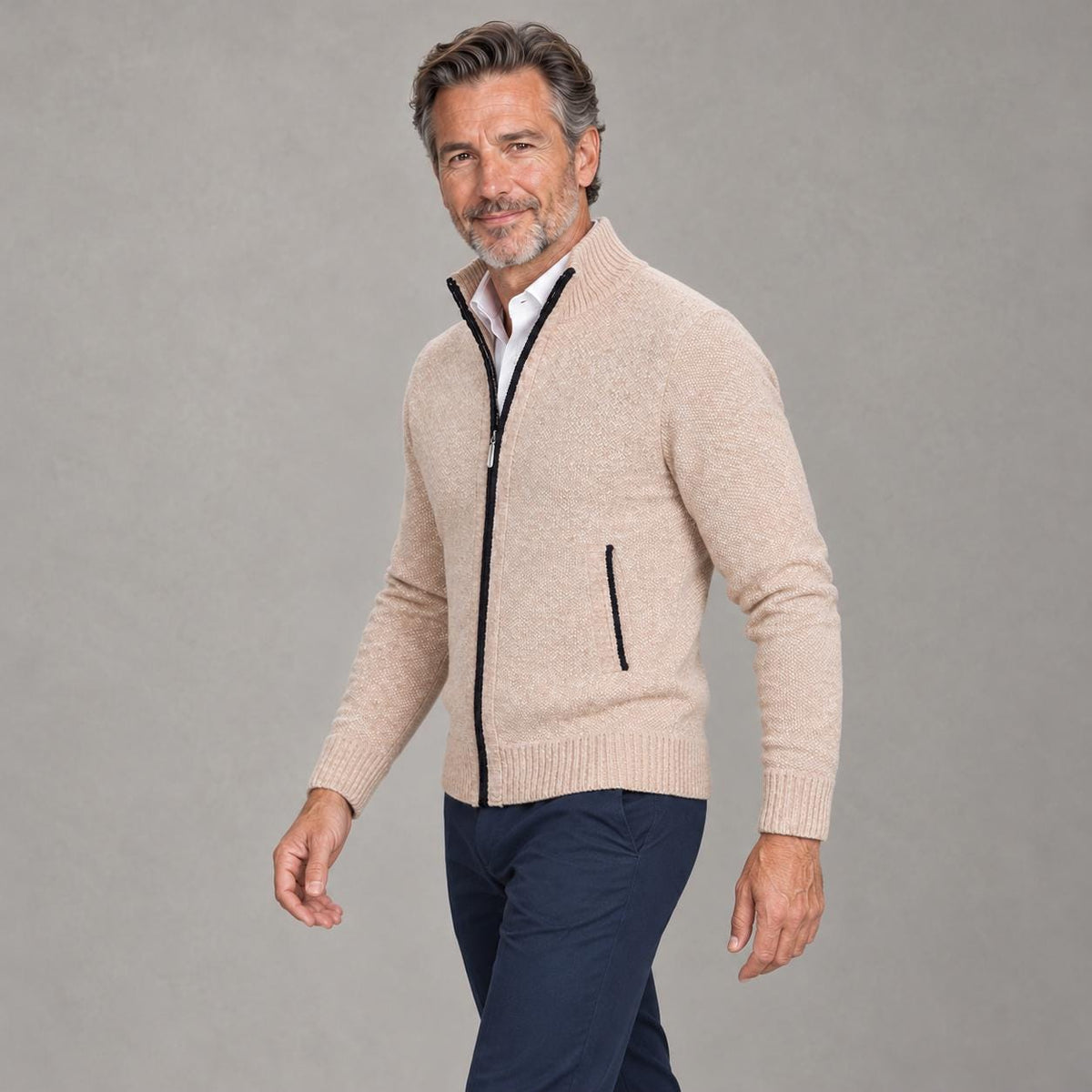 Garrett Beige Knit Cardigan — view 5
