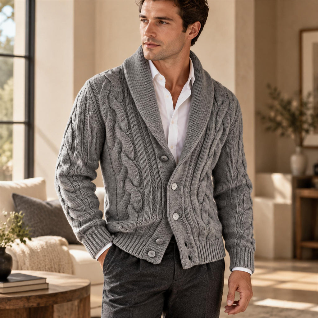 Grant Gray Knit Chunky Cardigan — Fifth Avenue Menswear
