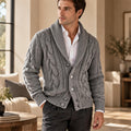 Grant Gray Knit Chunky Cardigan — Fifth Avenue Menswear
