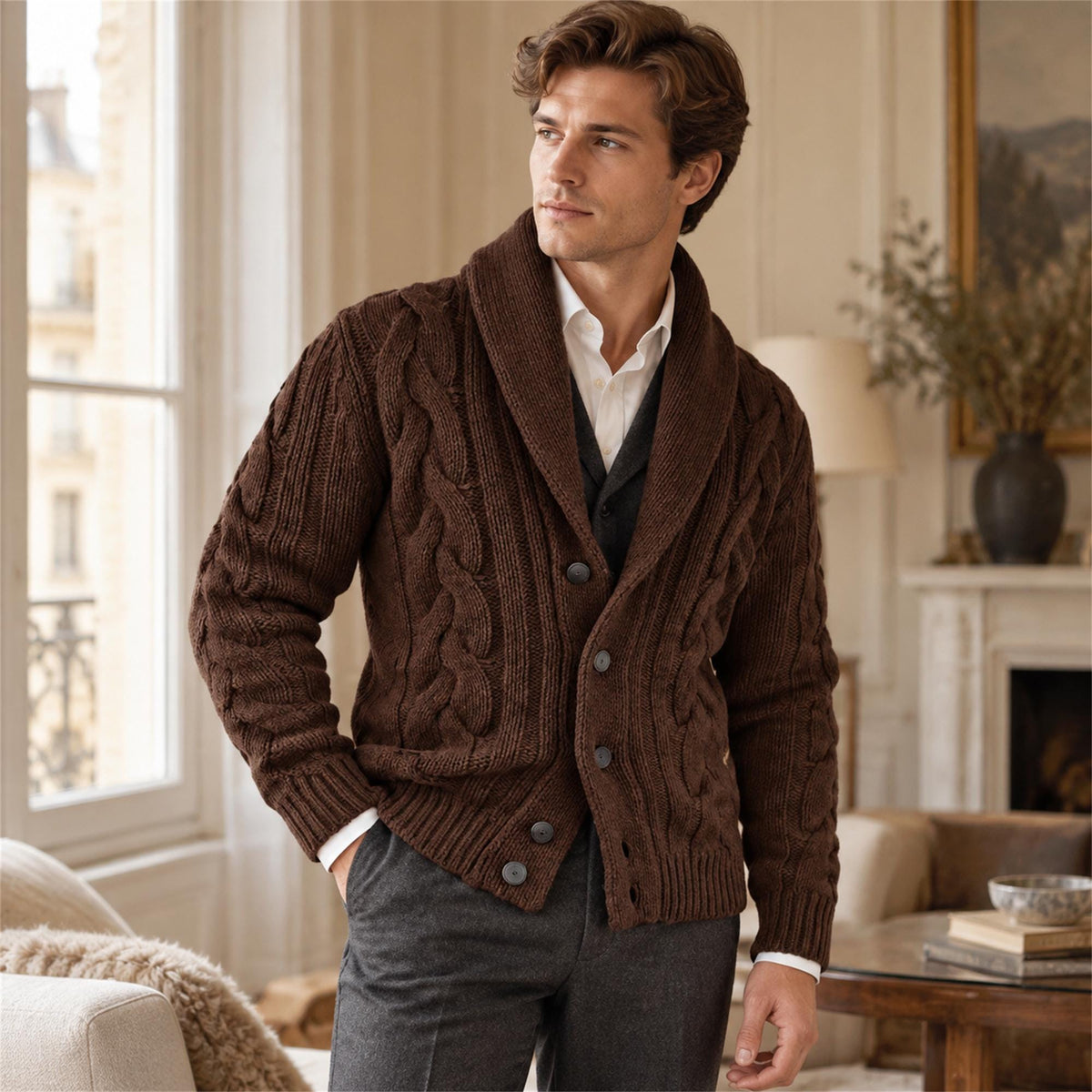 Grant Gray Knit Chunky Cardigan — view 2