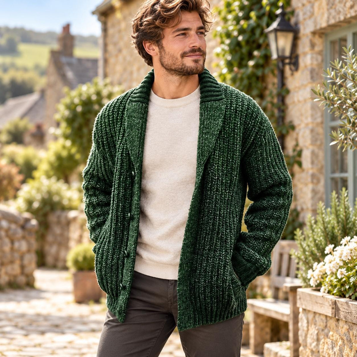 Rhett Green Knit Button-Down Cardigan — Fifth Avenue Menswear
