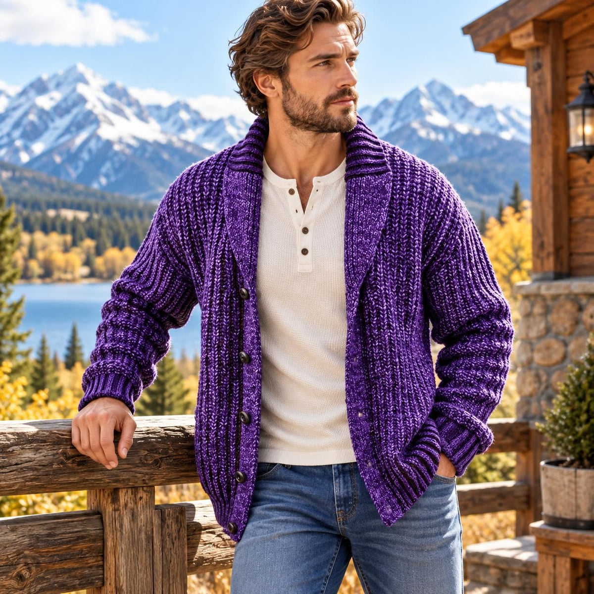 Rhett Green Knit Button-Down Cardigan — view 3