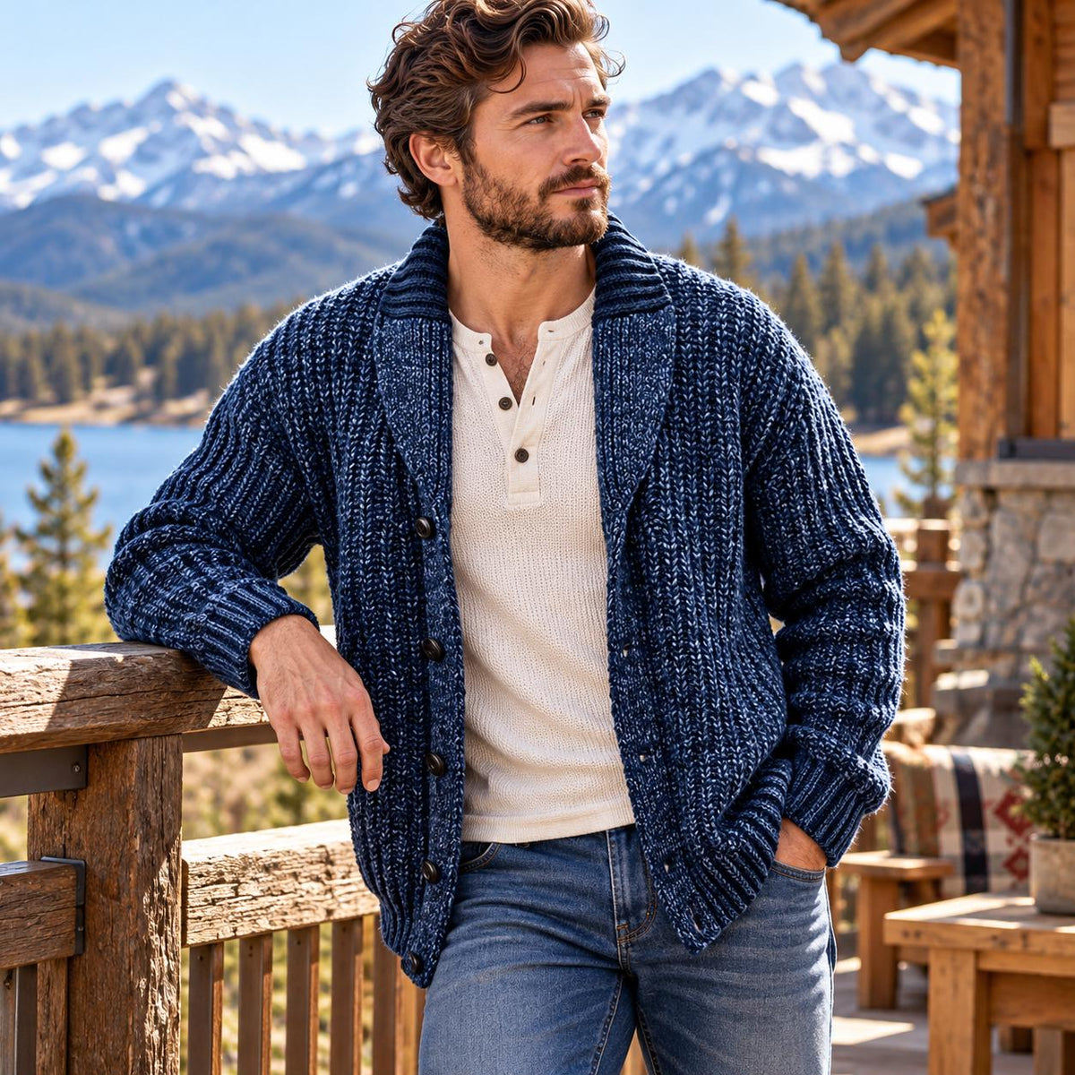 Rhett Green Knit Button-Down Cardigan — view 5