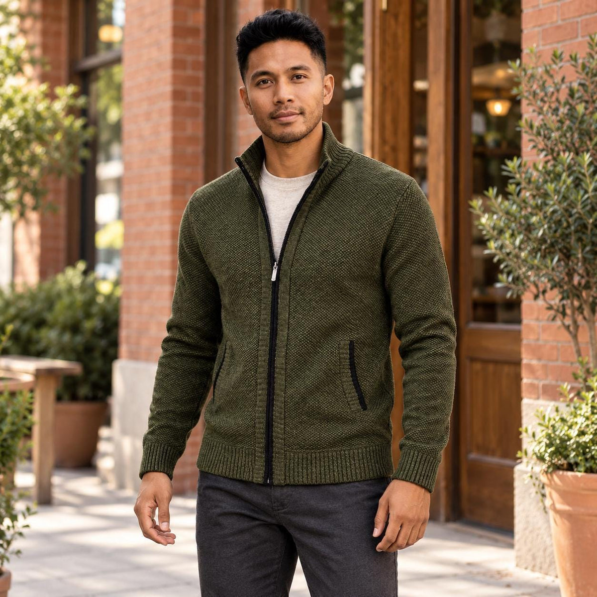 Royce Black Knit Cardigan — Fifth Avenue Menswear